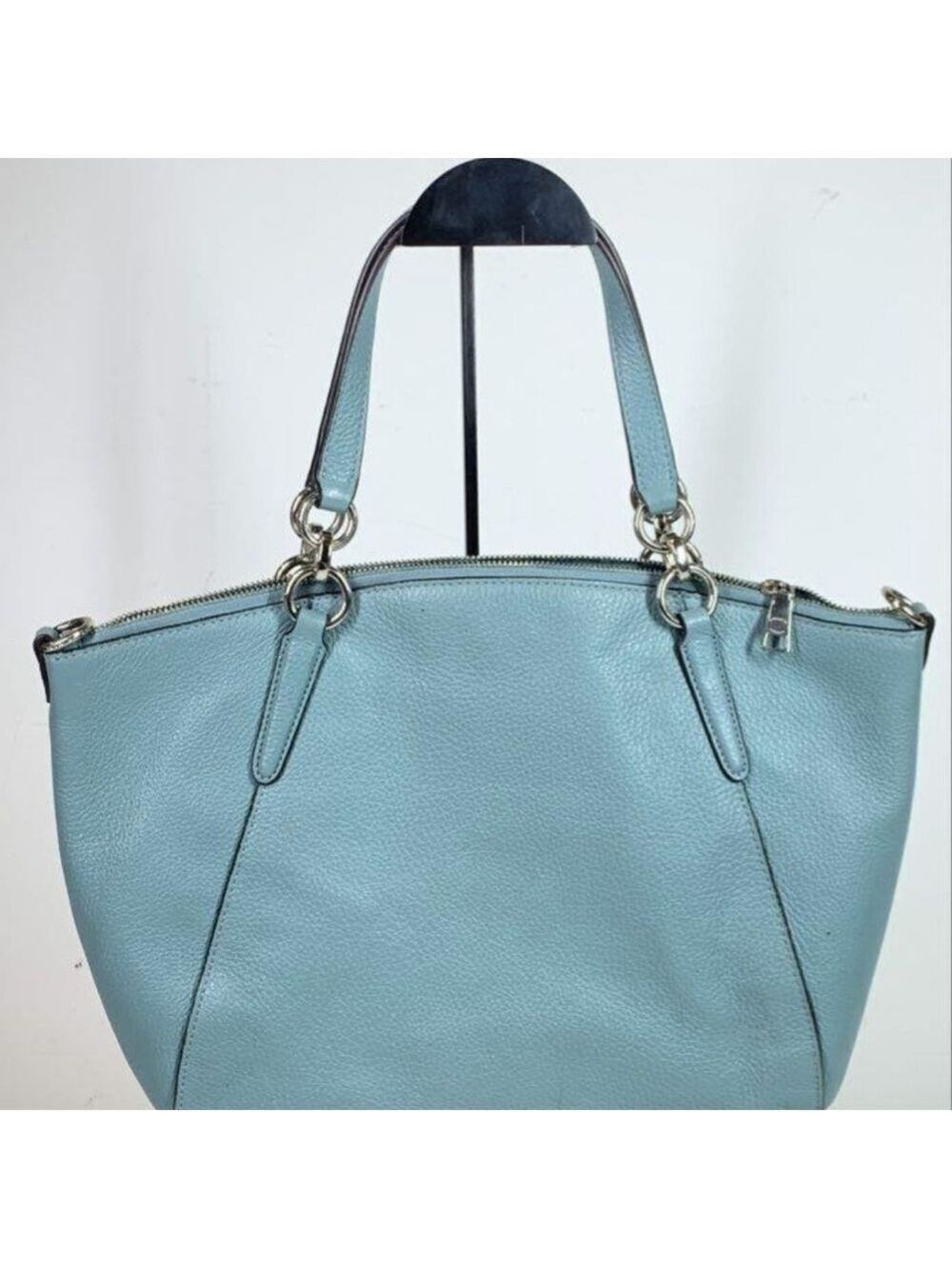 Coach Light Blue Leather Tote - Picture 2 of 6